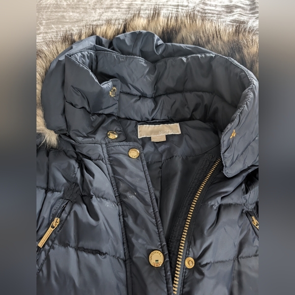 Michael Kors Down Hooded Puffer Coat XL Dark Navy Blue - Picture 2 of 10